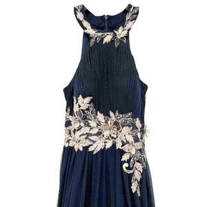 Betsy&Adam Navy, Embroidered/Rhinestone, Long Ball Gown